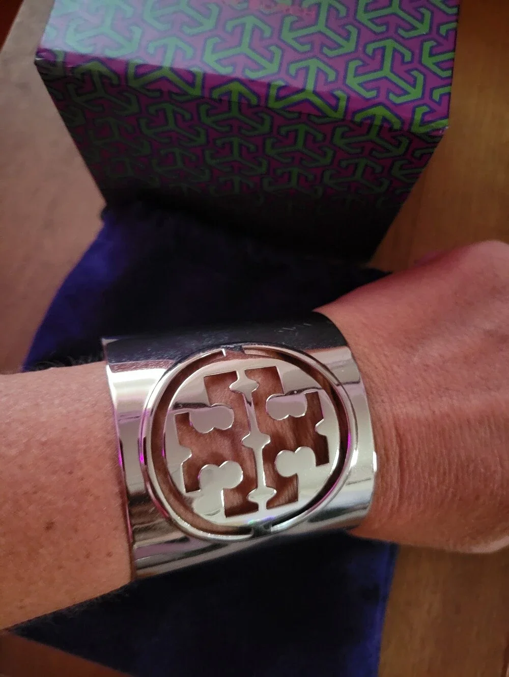 Tory Burch shiny silver